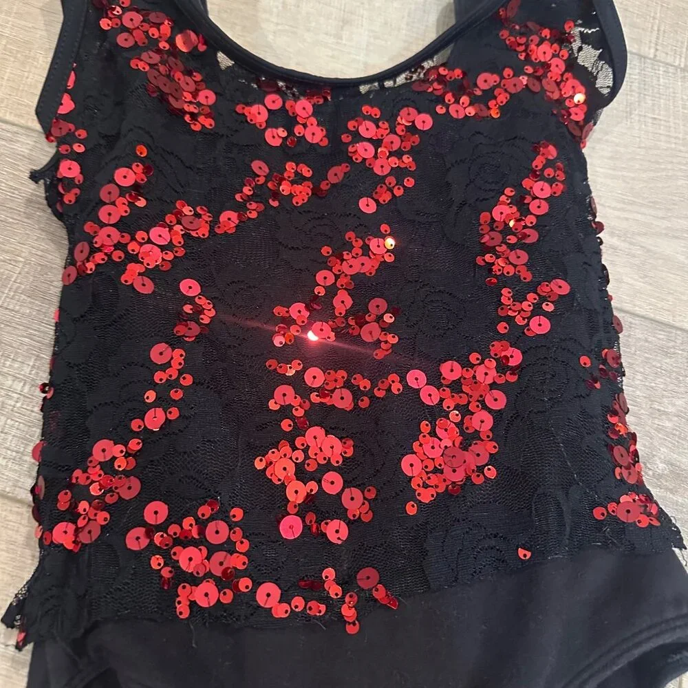 BLOCH GIRLS 8/10 RED BLACK LEOTARD DANCE CONVENTION